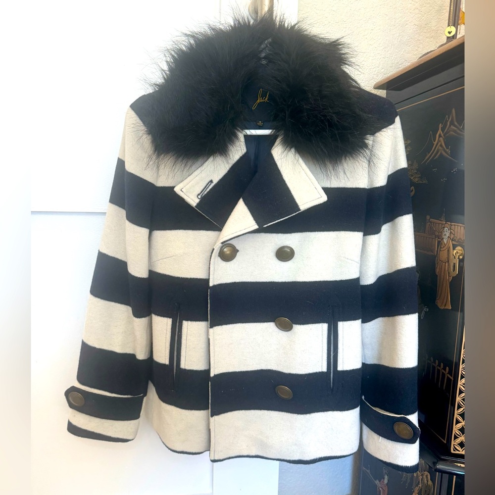 Striped peacoat jacket